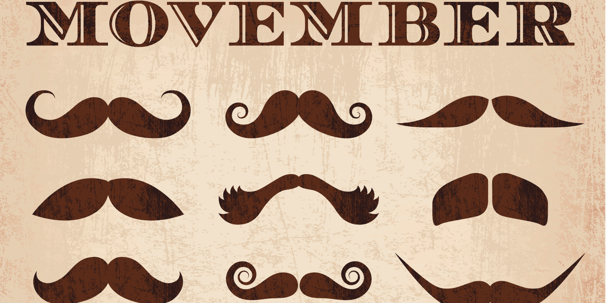 movember mustache grunge icon set
